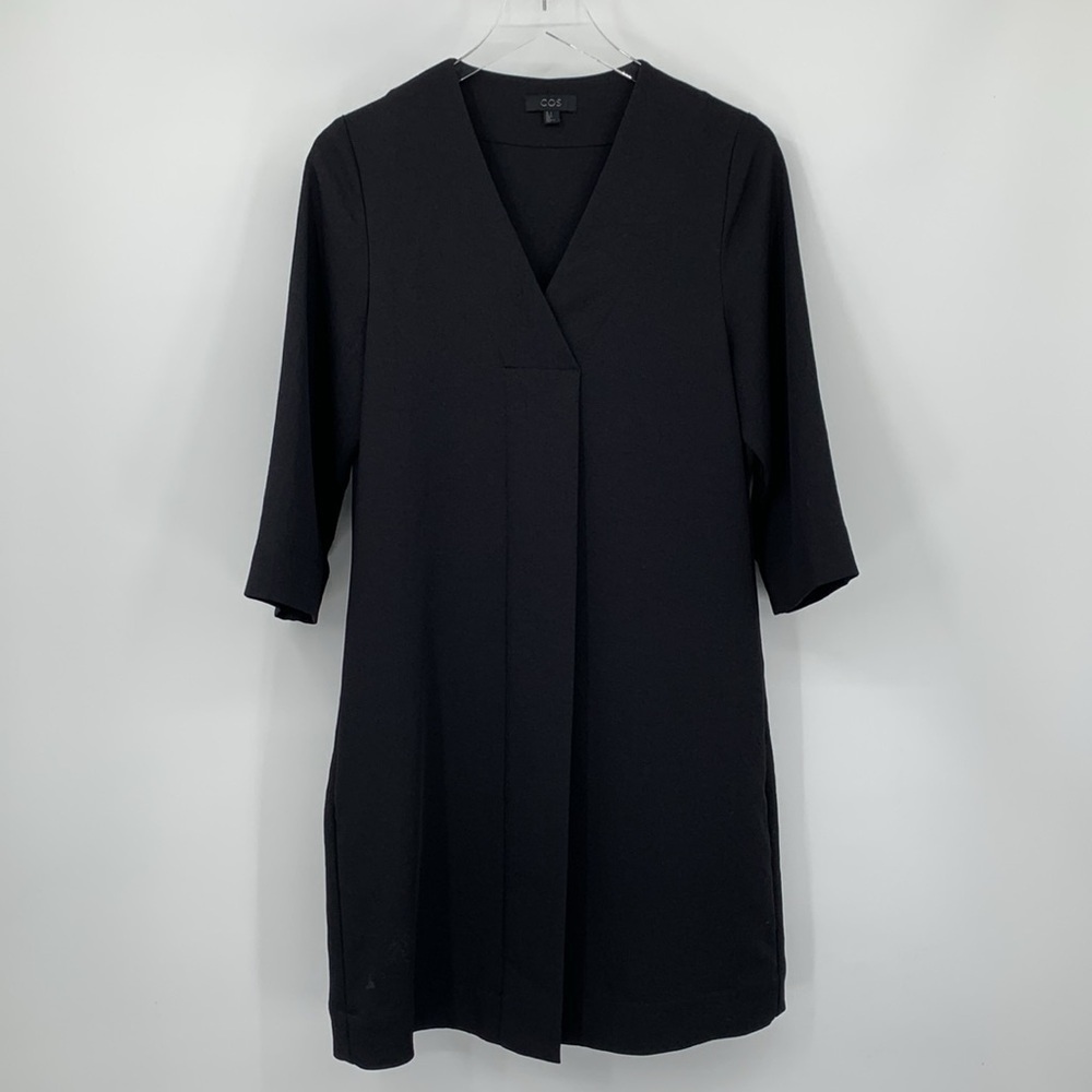 COS Collection of Style shift dress v-neck pleat elbow length sleeves pockets 6
